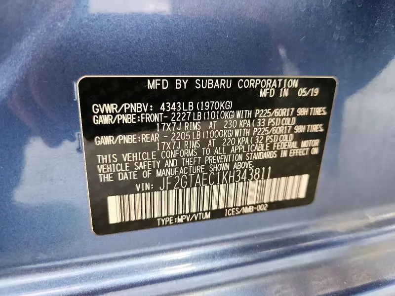 2019 SUBARU CROSSTREK PREMIUM  