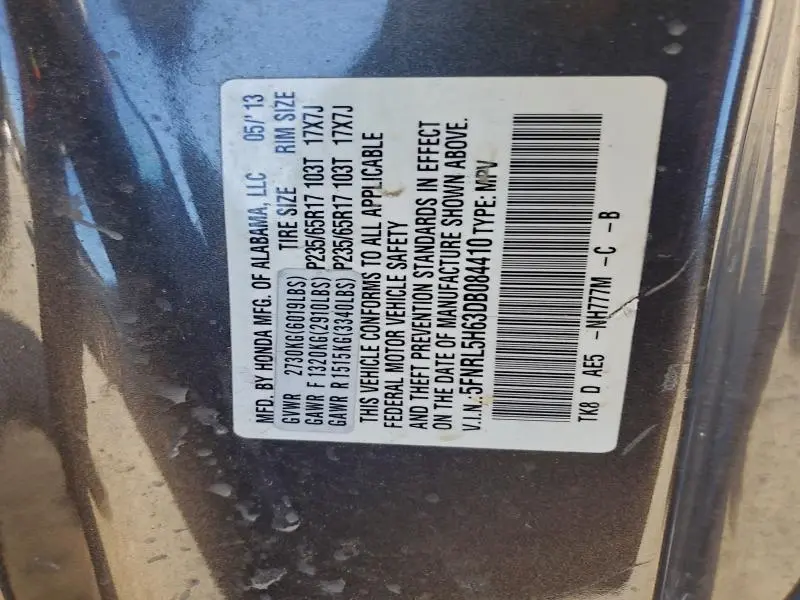 2013 HONDA ODYSSEY EXL  