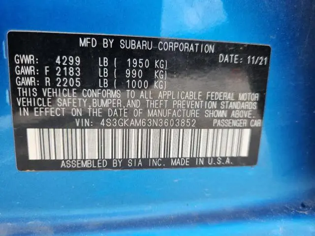 2022 SUBARU IMPREZA SPORT  