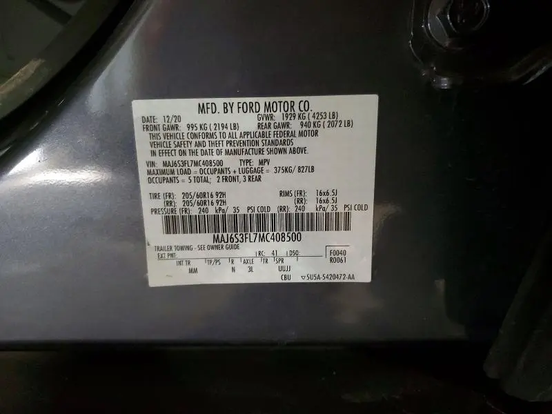 2021 FORD ECOSPORT S  