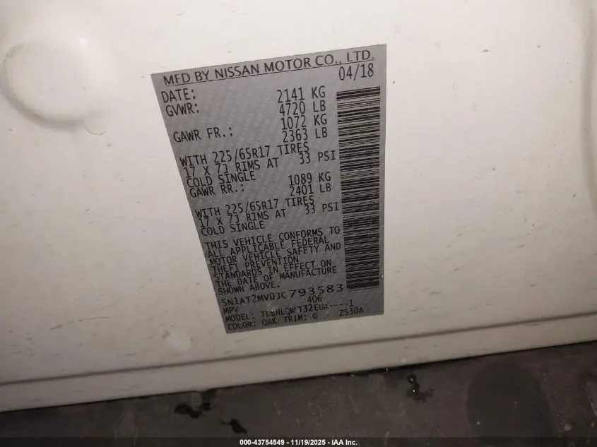 2018 NISSAN ROGUE SV