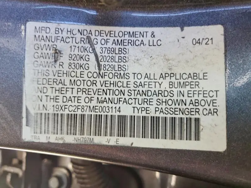 2021 HONDA CIVIC SPORT  