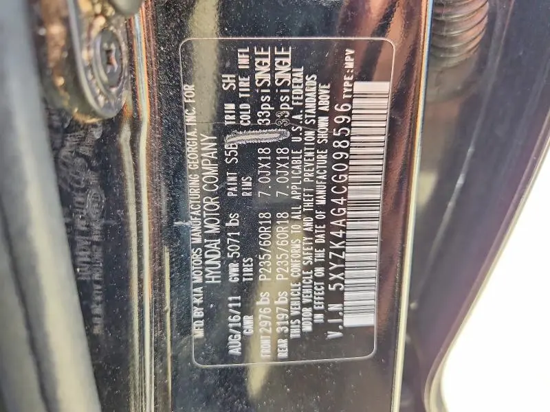 2012 HYUNDAI SANTA FE LIMITED  