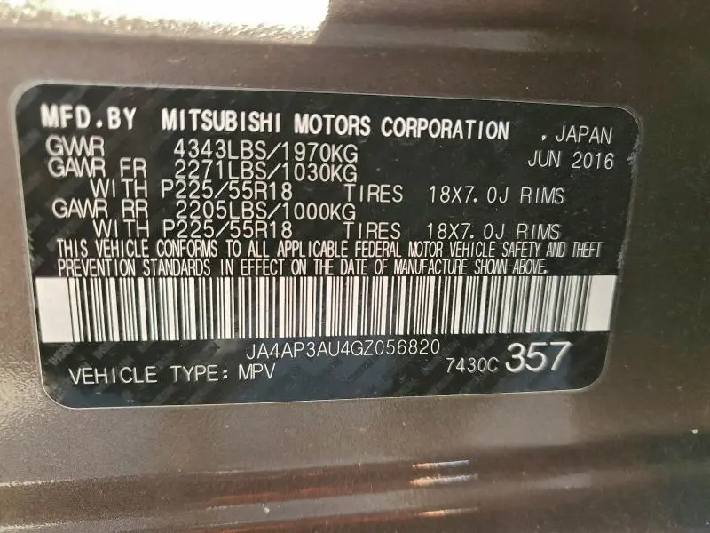 2016 MITSUBISHI OUTLANDER SPORT ES  