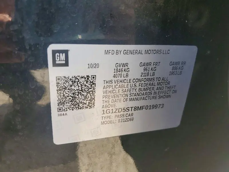 2021 CHEVROLET MALIBU LT  