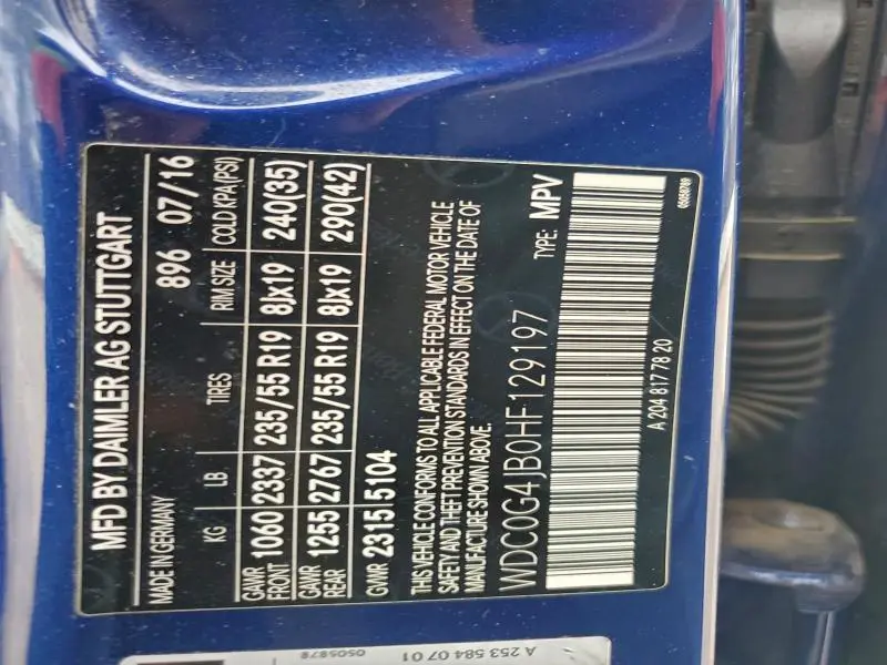 2017 MERCEDES-BENZ GLC 300  