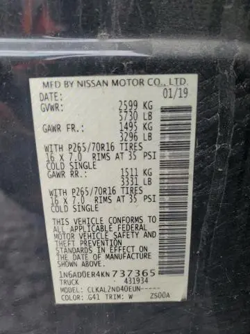 2019 NISSAN FRONTIER S  