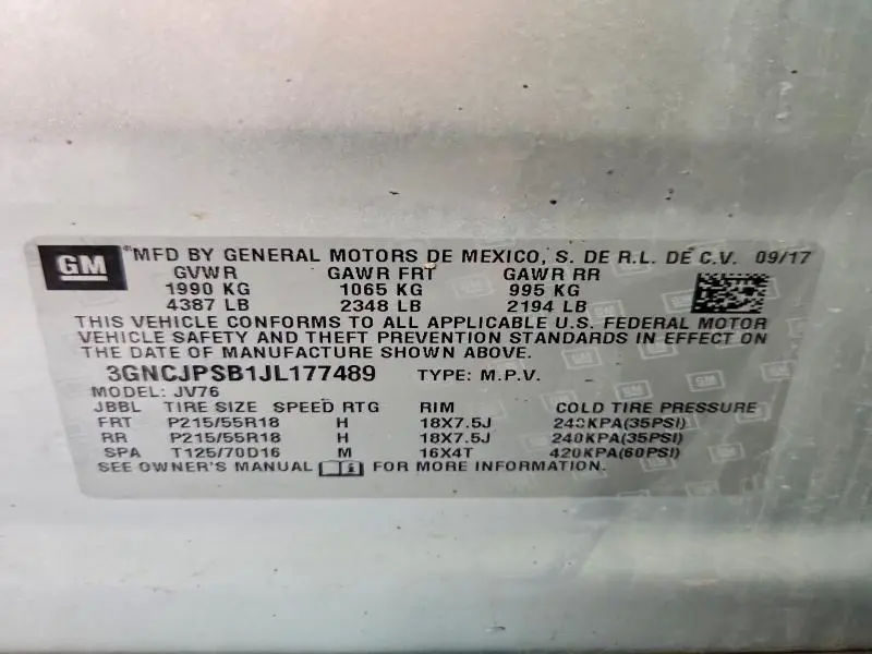 2018 CHEVROLET TRAX 1LT  