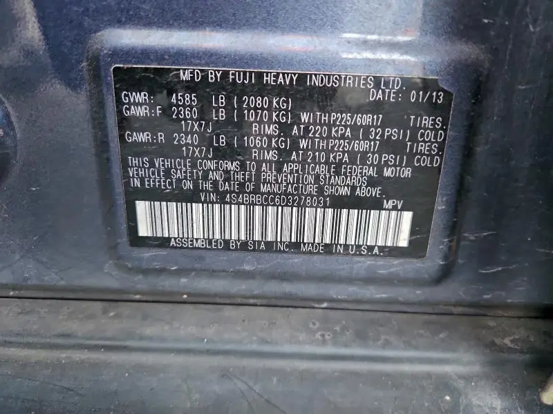 2013 SUBARU OUTBACK 2.5I PREMIUM  