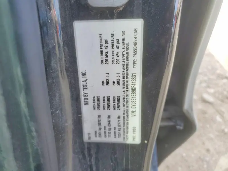 2019 TESLA MODEL 3   