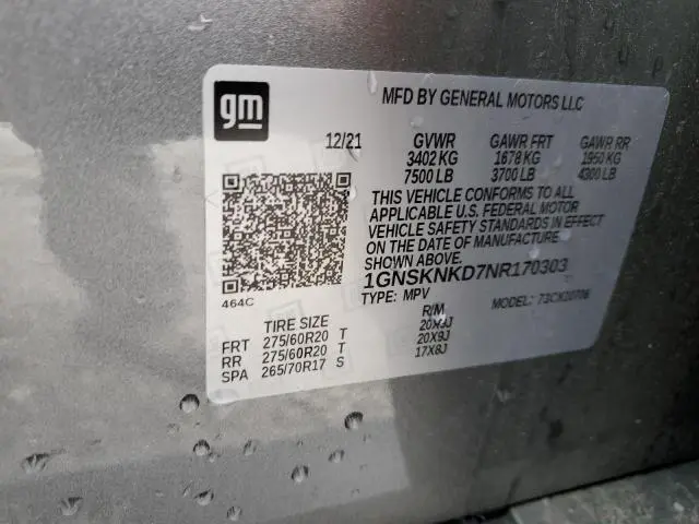 2022 CHEVROLET TAHOE K1500 LT  