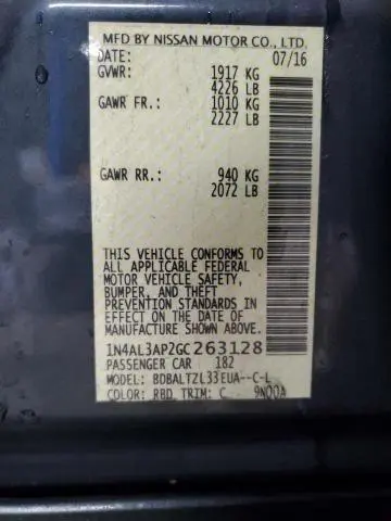 2016 NISSAN ALTIMA 2.5  