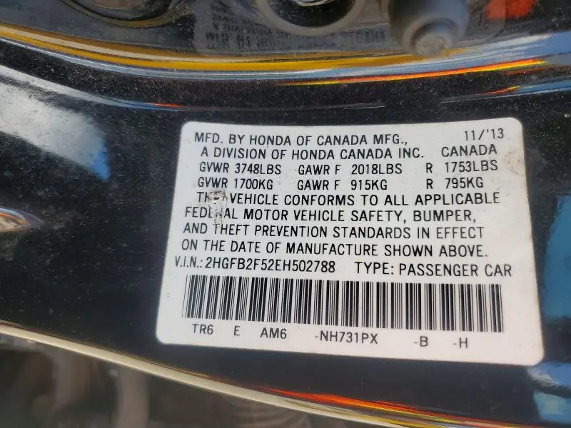 2014 HONDA CIVIC LX  