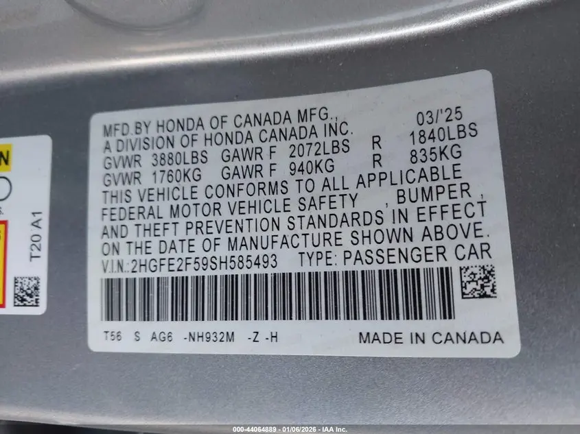 2025 HONDA CIVIC SPORT