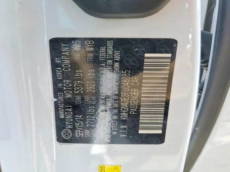 2015 HYUNDAI GENESIS 3.8L  