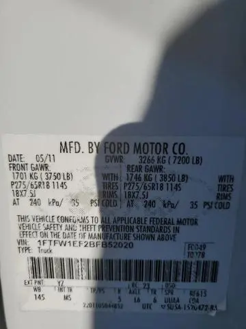 2011 FORD F150 SUPERCREW