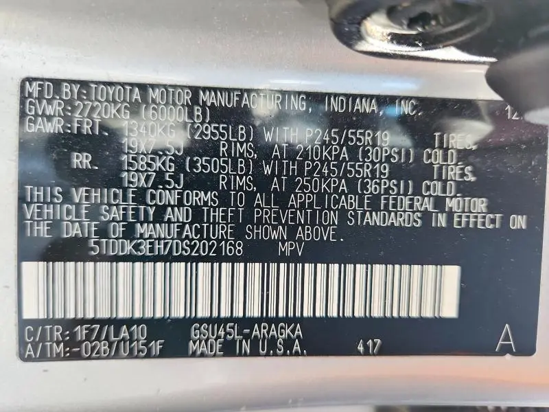 2013 TOYOTA HIGHLANDER LIMITED  