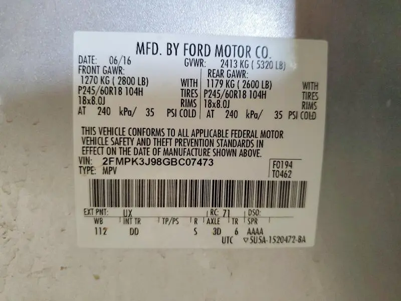 2016 FORD EDGE SEL  
