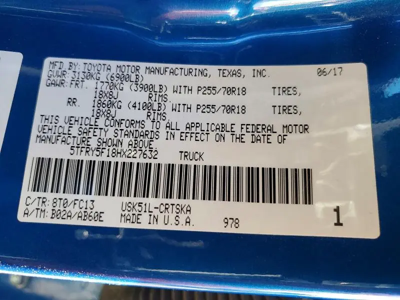 2017 TOYOTA TUNDRA DOUBLE CAB SR  