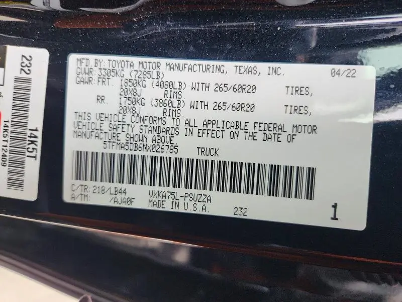 2022 TOYOTA TUNDRA 1794 EDITION  