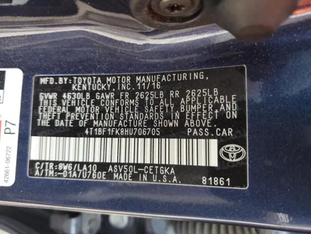 2017 TOYOTA CAMRY LE  