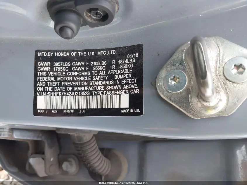 2018 HONDA CIVIC SPORT