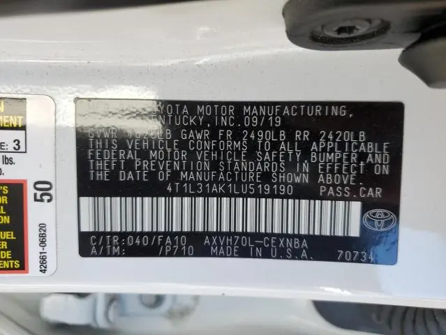 2020 TOYOTA CAMRY LE  
