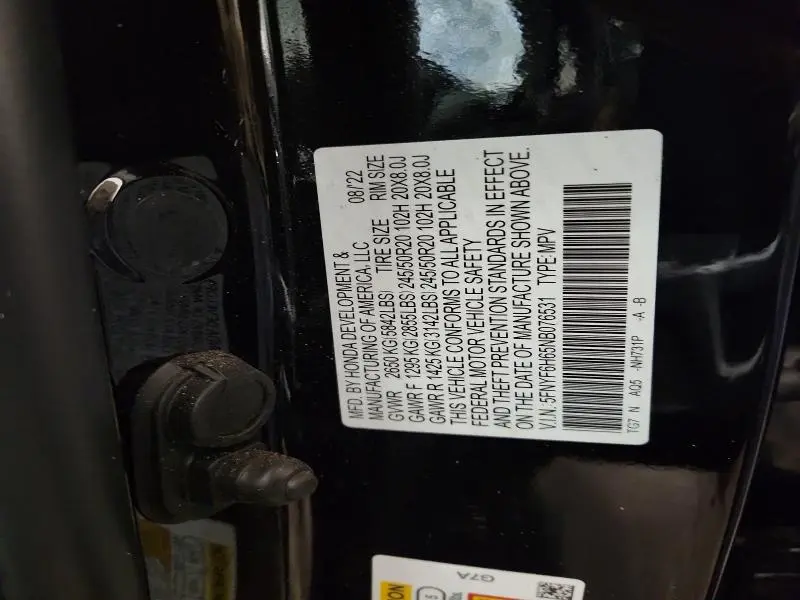 2022 HONDA PILOT TOURING  