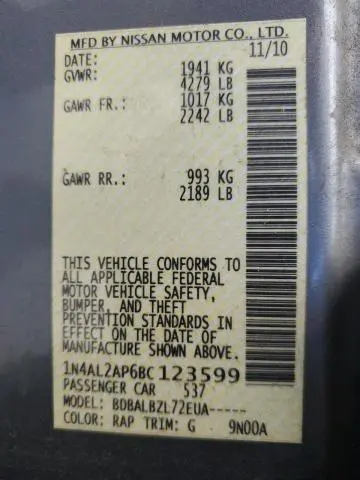 2011 NISSAN ALTIMA BASE  