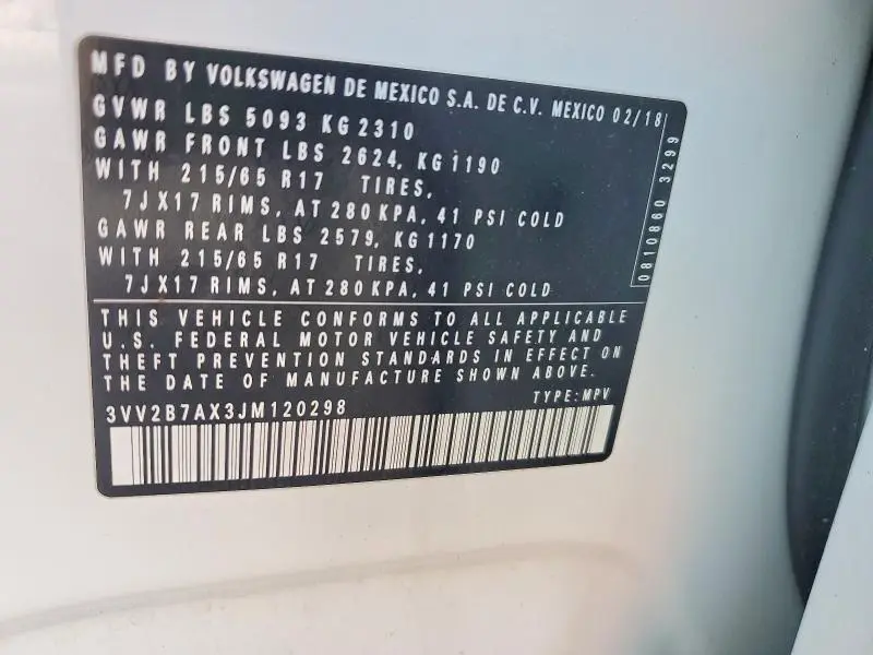 2018 VOLKSWAGEN TIGUAN SE  