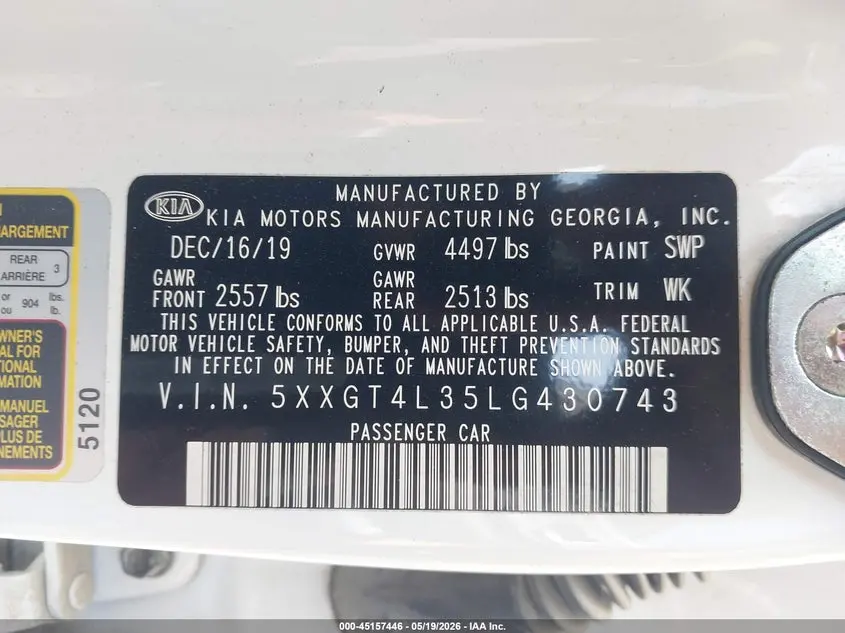 2020 KIA OPTIMA LX