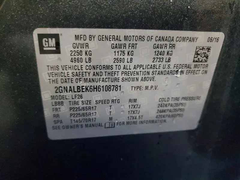 2017 CHEVROLET EQUINOX LS  
