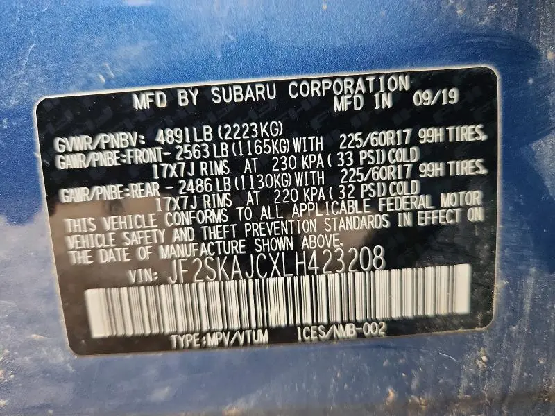 2020 SUBARU FORESTER PREMIUM  