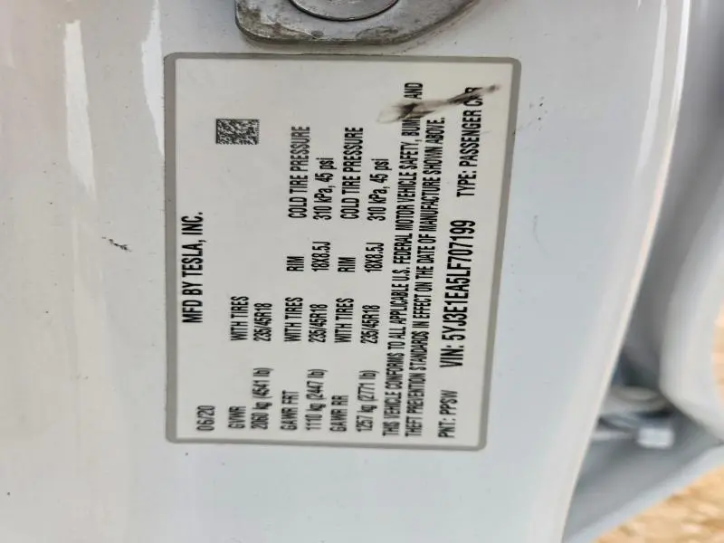 2020 TESLA MODEL 3   