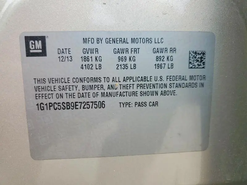 2014 CHEVROLET CRUZE LT  