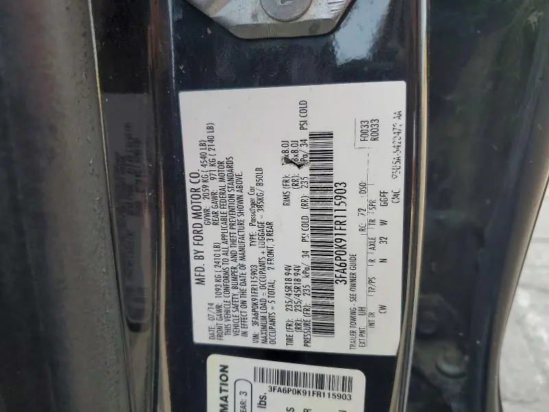 2015 FORD FUSION TITANIUM  