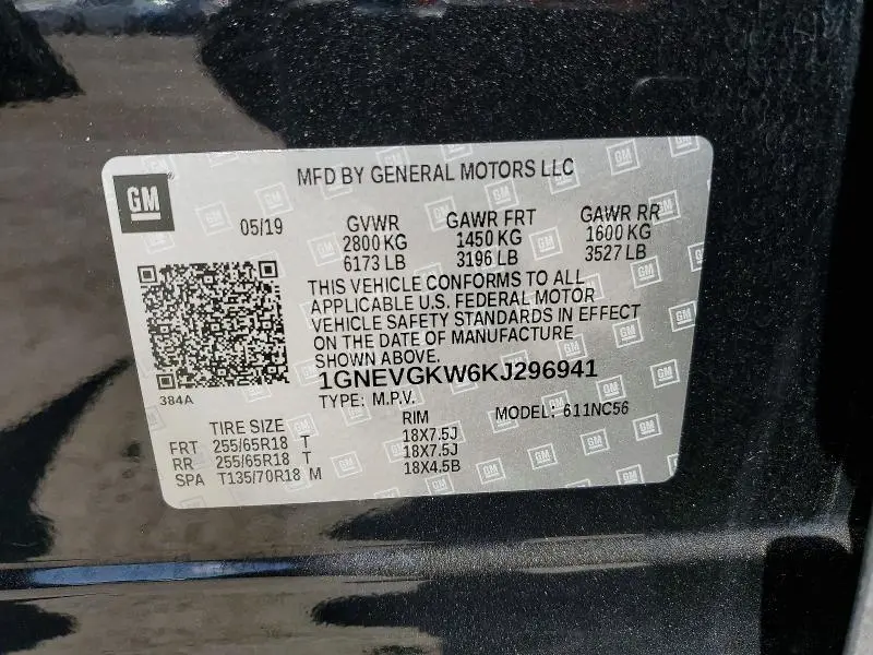 2019 CHEVROLET TRAVERSE LT  
