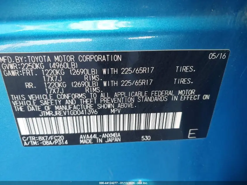 2016 TOYOTA RAV4 HYBRID XLE