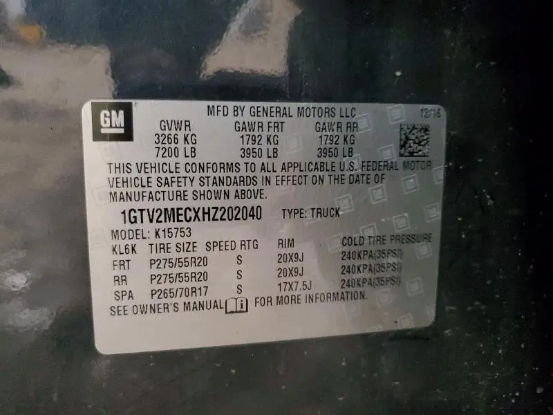 2017 GMC SIERRA K1500 SLE  