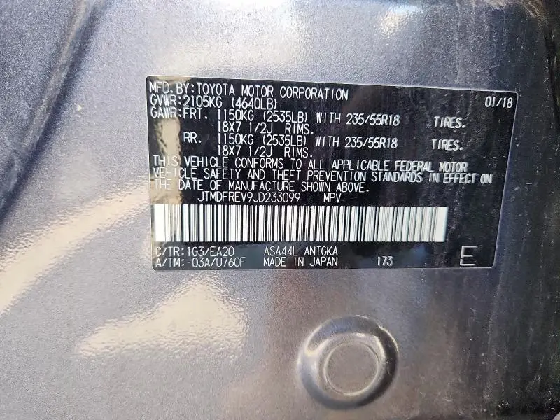 2018 TOYOTA RAV4 LIMITED  
