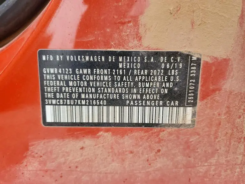 2019 VOLKSWAGEN JETTA S  