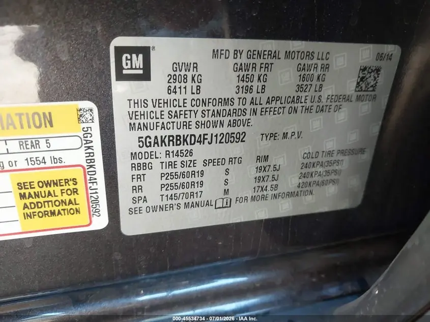 2015 BUICK ENCLAVE LEATHER