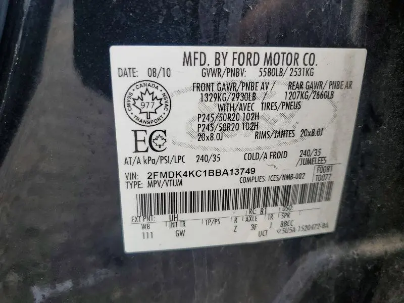 2011 FORD EDGE LIMITED  