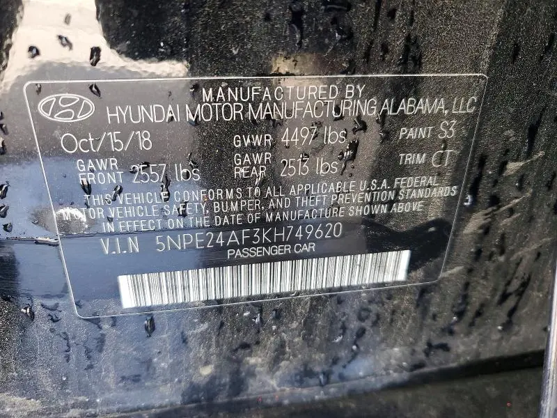2019 HYUNDAI SONATA SE  