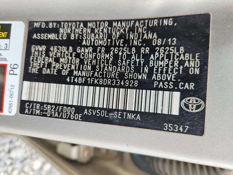 2013 TOYOTA CAMRY L  