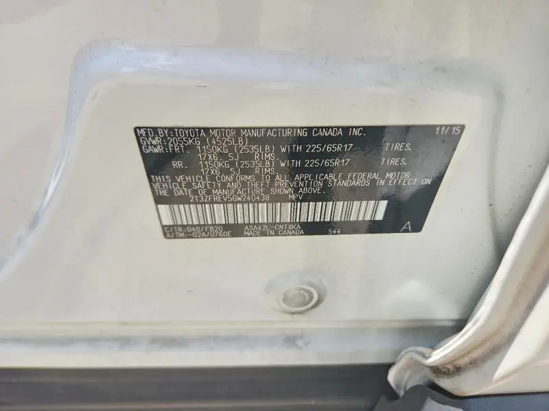 2016 TOYOTA RAV4 LE  
