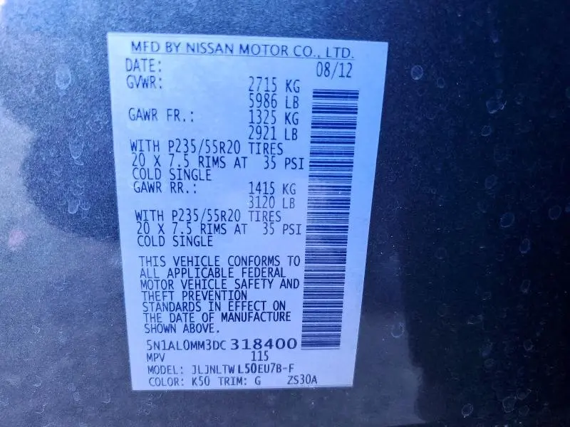2013 INFINITI JX35 BASE  