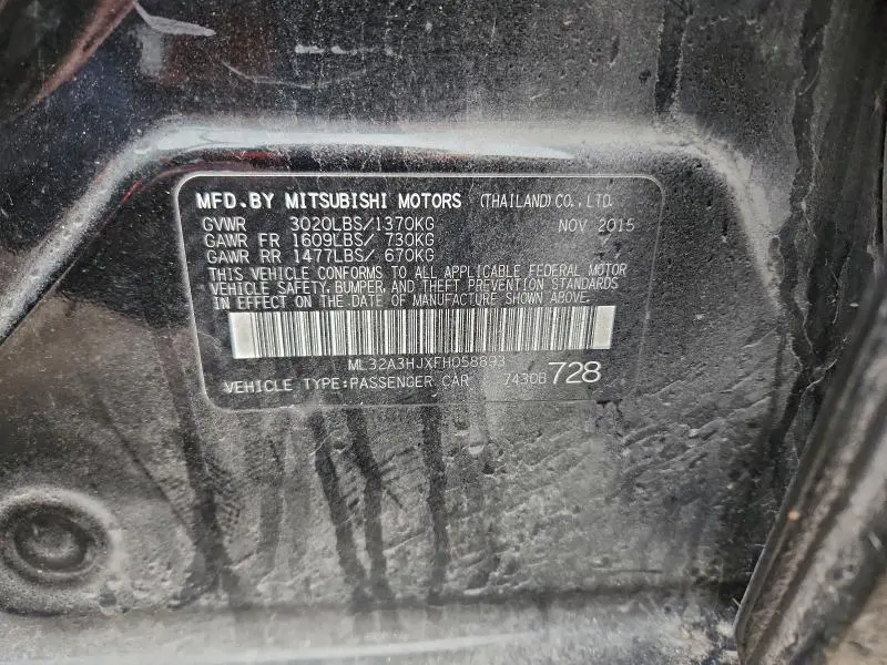 2015 MITSUBISHI MIRAGE DE  