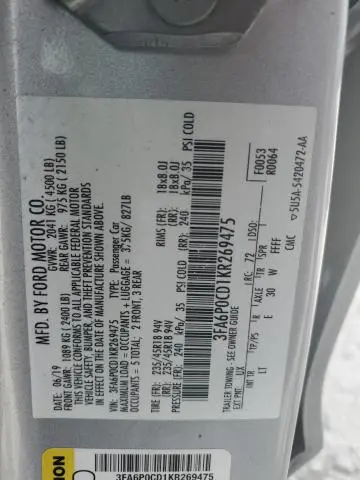 2019 FORD FUSION SEL  