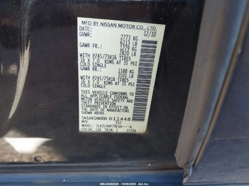 2011 NISSAN PATHFINDER S